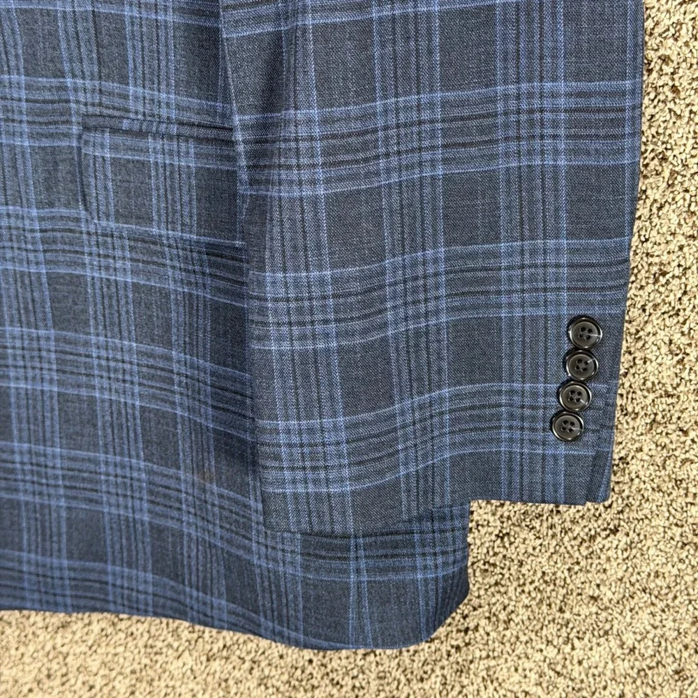 OAK HILL Blazer Mens 3XLT 54-56 Blue Plaid Stretch Fit by DXL Sport Coat Jacket